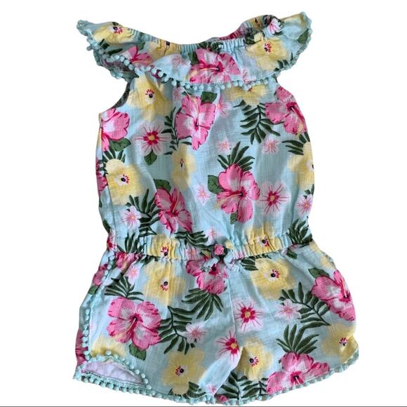 Little Me Cotton Blue Floral Romper Size 3T EUC - Picture 1 of 2